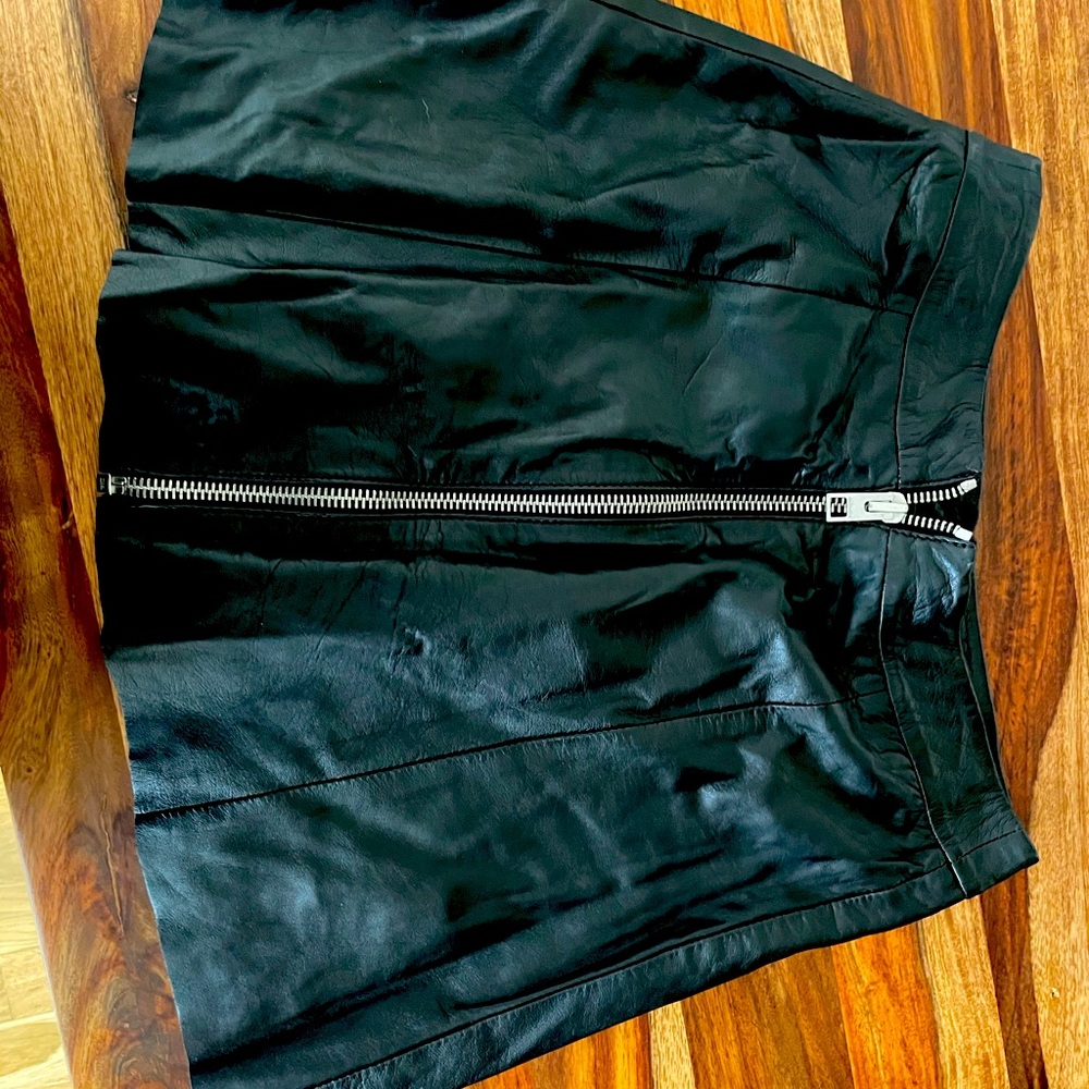 Allsaints Black Leather Skirt